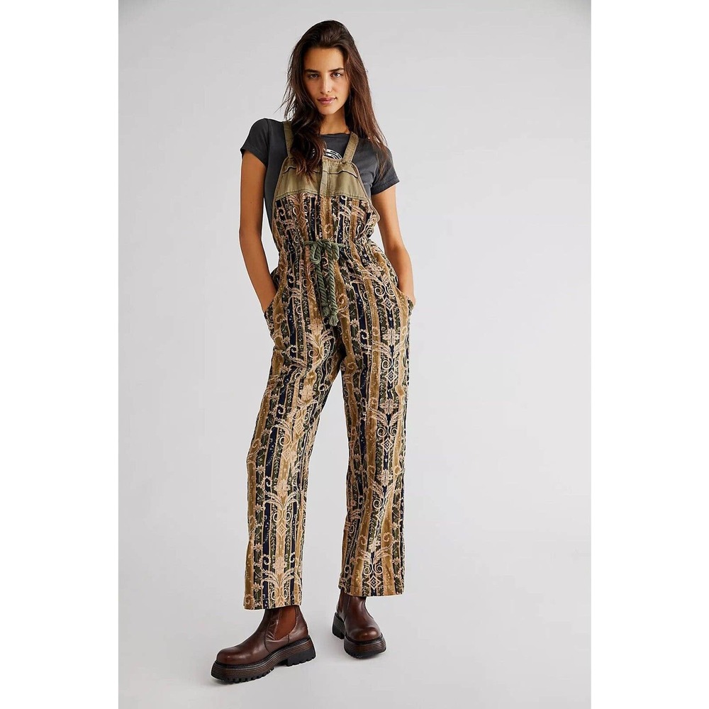 Free People Hold On Corduroy Relaxed Overalls Jumpsuit Women's Size Large